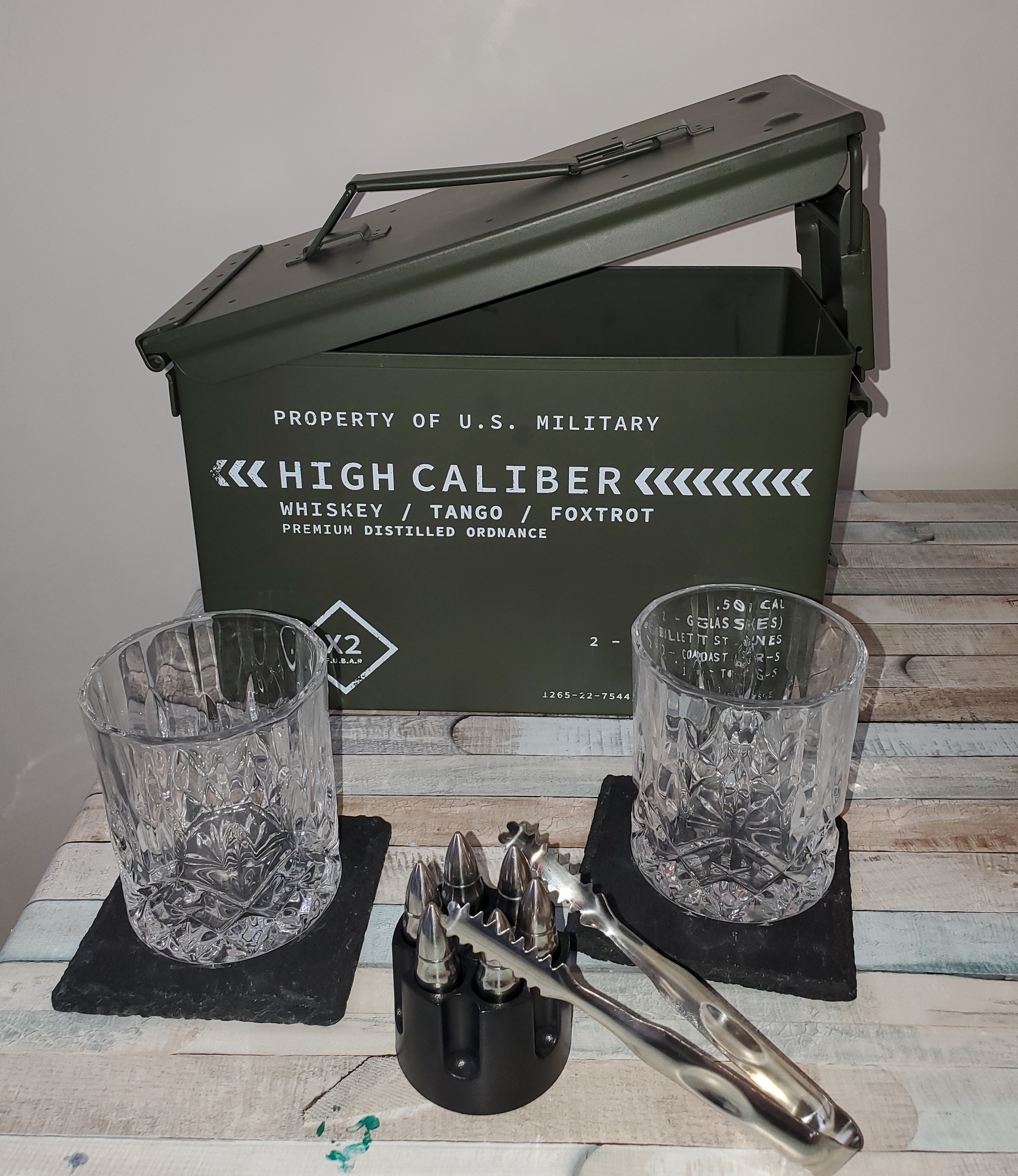 Titan LSO Whiskey Glasses and Stones in Unique Tactical Box Display | Bourbon Cocktail Cups, Coasters and Tongs | Gifts for Men | Glass Set customer photo 2