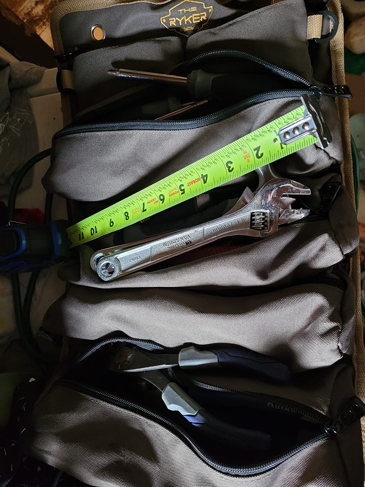 Ryker Heavy Duty Roll Up Tool Bag Organizer w/Detachable Pouches, Khaki | Tool Roll Up Bag Tool Box Organization. Portable Truck & Motorcycle accessories. Rollup Tools Bags for Mechanic & Electrician customer photo 2