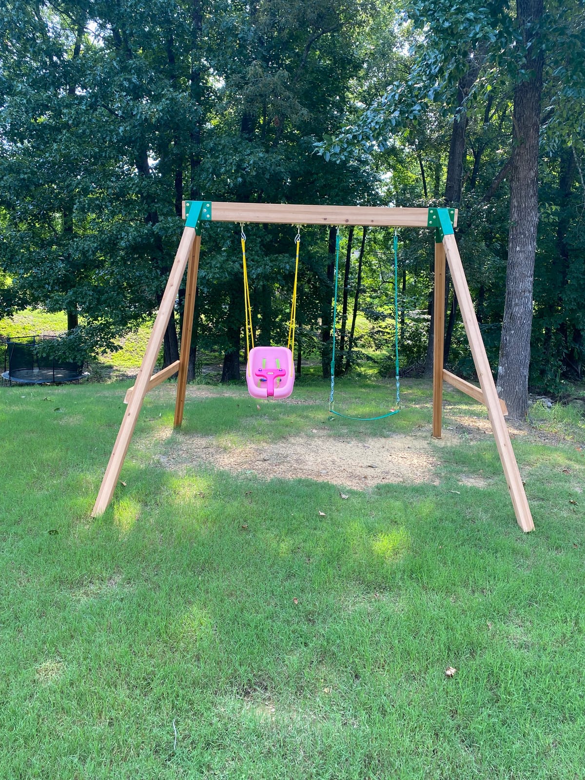 Backyard Discovery Durango Cedar Wood Swing Set Kit with Classic A-Frame, Two Belt Swings, Pinch-Free Ropes, Easy Assembly, Heavy-Duty, Lumber and Hardware Included, Outdoor Playset, Ages 3-10 customer photo 1