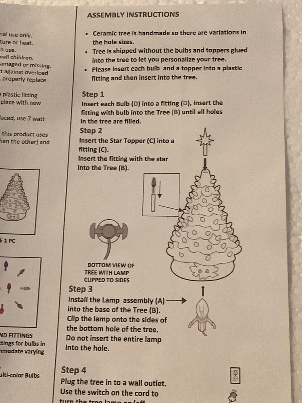 Casafield Hand Painted Ceramic Christmas Tree, Green 15-Inch Pre-Lit Tree with 128 Multi Color Lights and 2 Star Toppers customer photo 2