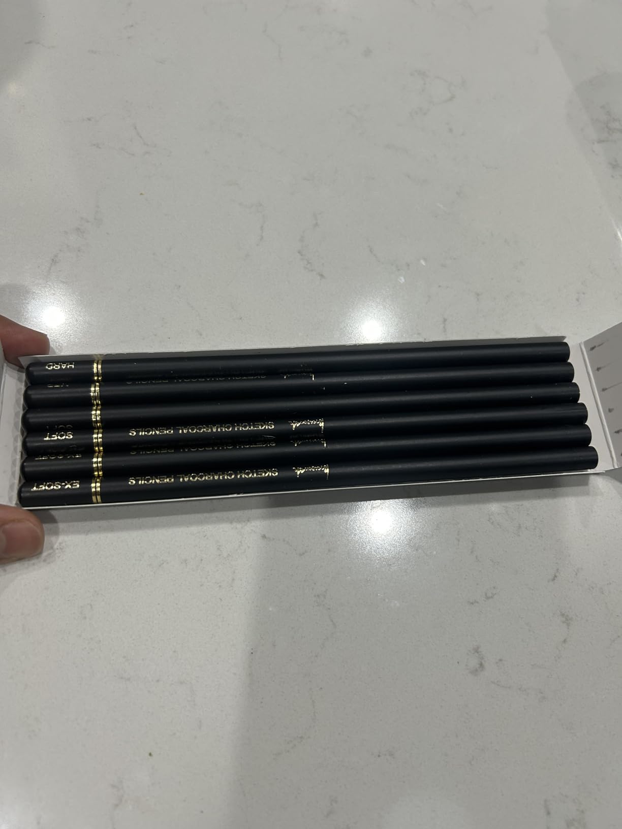 Brusarth Professional Charcoal Pencils Drawing Set - 6 Pieces Soft Medium and Hard Charcoal Pencils for Drawing, Sketching, Shading customer photo 2