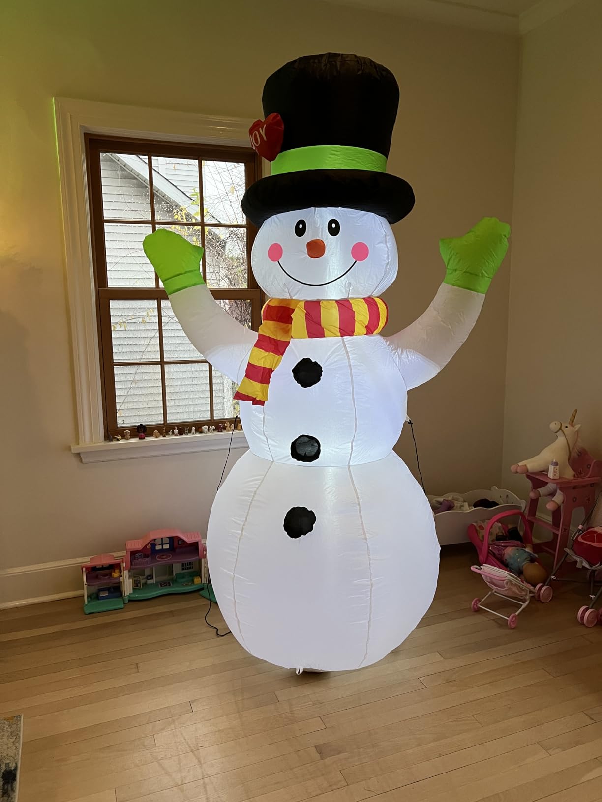 FunFanso 7 FT Christmas Inflatables Snowman Outdoor Decorations, Giant Blow up Snow Man Yard Decor Built-in Bright LED Light Wear Magic Hat, Weatherproof Holiday for Garden Patio Lawn Party Xmas Gifts customer photo 2