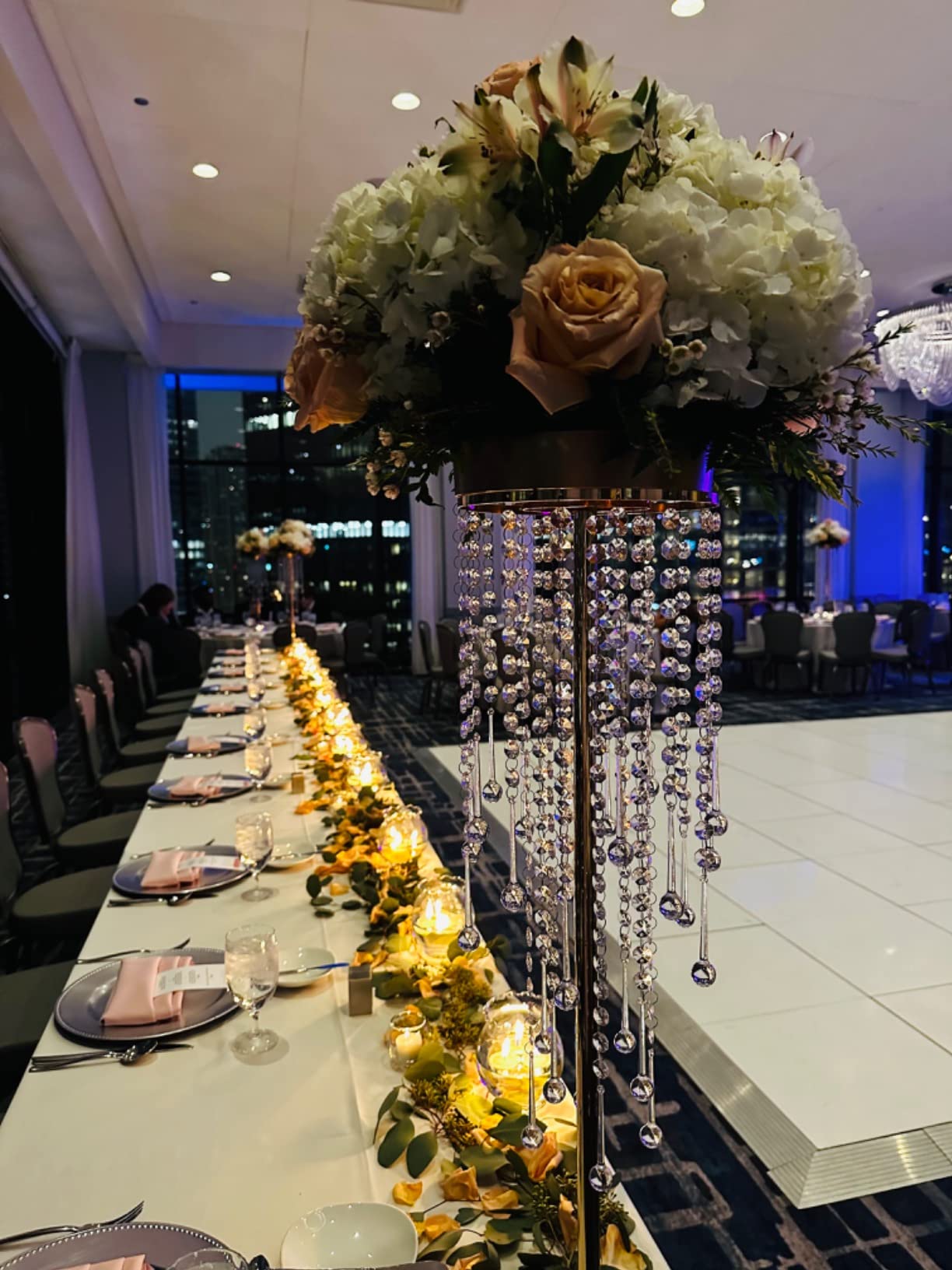 21.7in Tall Silver Vases for Table Centerpieces - 2pcs of Metal Flower Stands with Sparkling Crystal Beads, Elegant Flower Vases for Anniversary Birthday Party Christmas Event Wedding Home Decor customer photo 1