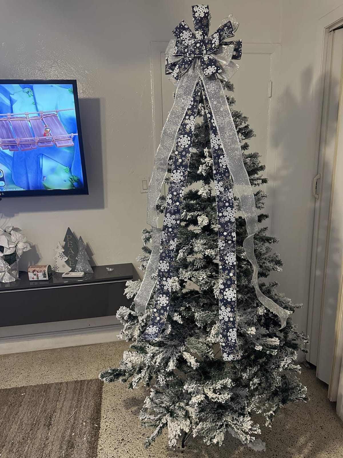 Gold Christmas Tree Topper Bow for Xmas Tree Decorations | 44X12 Inch Artificial Xmas Flower Bow Topper Decor, for Home Wedding Birthday Party Indoor Outdoor Christmas Decoration customer photo 2