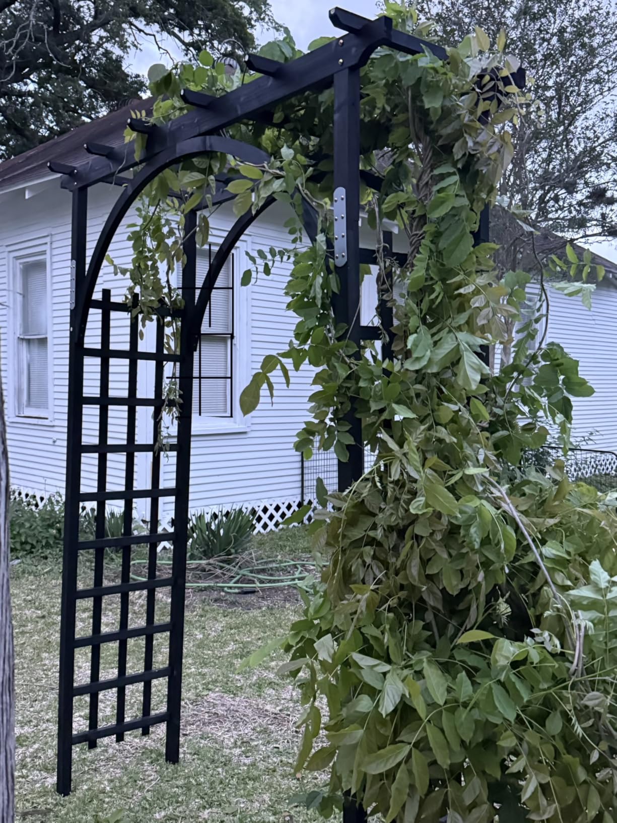 VINGLI 85in Wooden Arbor Garden Arch, Wedding Arch for Ceremony, Wood Trellis for Plant Climbing, Christmas Decor Pergola for Garden Backyard, Lawn customer photo 1