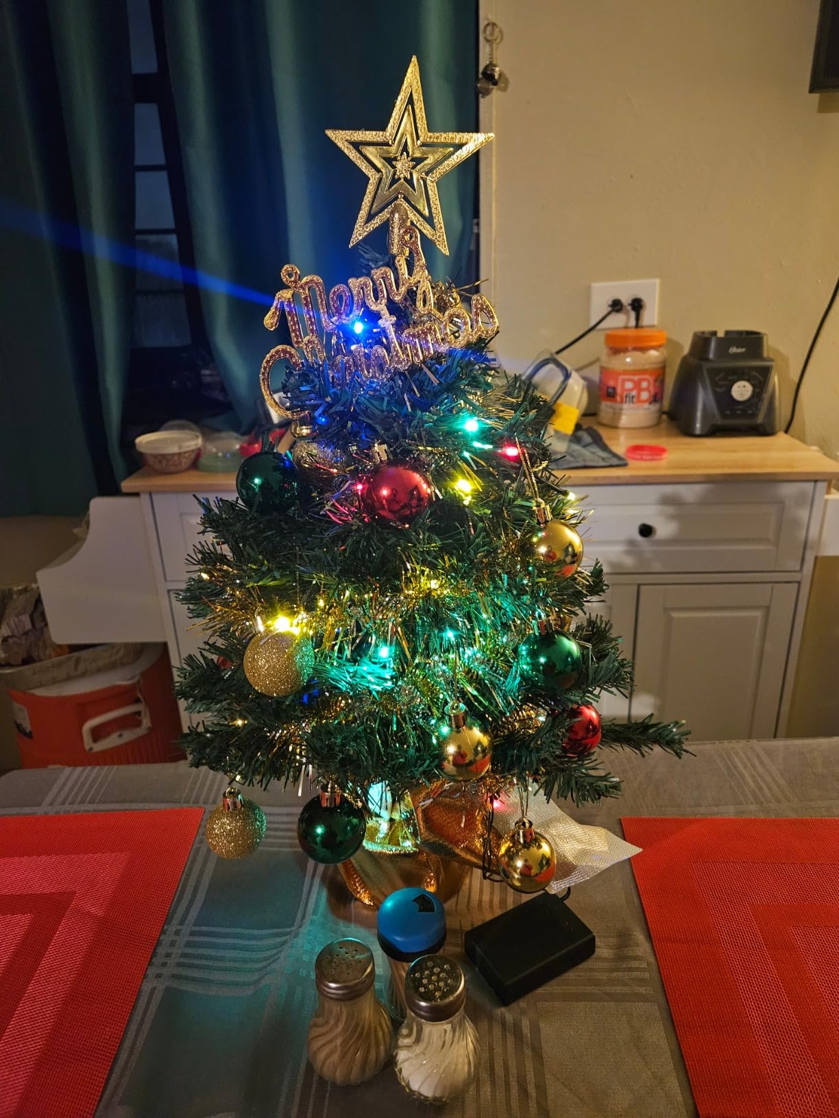 AGIRL Small Christmas Tree with Lights,22 in Mini Tabletop Tree Desk Decor | Little Christmas Tree With 30 Led Multicolor String Lights,with Pine Cones Ornaments,For Holiday Indoor DIY Xmas Decorations customer photo 1