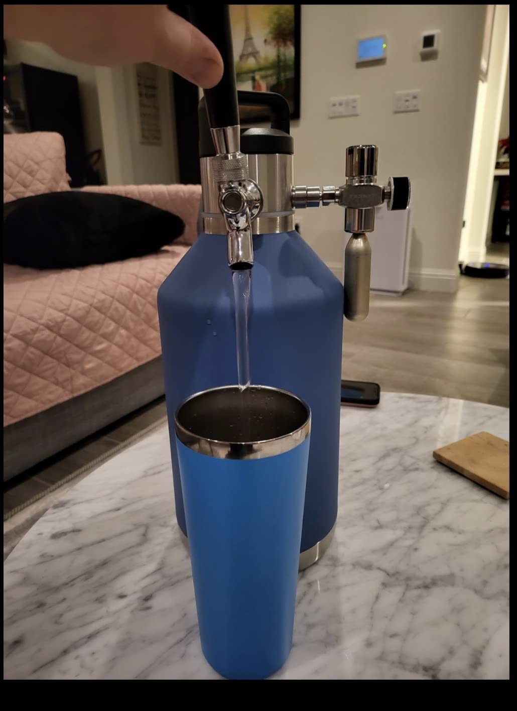 Razorri 128oz Stainless Steel Beer Growler, Double-Wall Vacuum Insulated Carbonated Keg with Professional Bar Tap and Pressurized CO2 Regulator, 1 Gallon, Ocean Blue customer photo 1