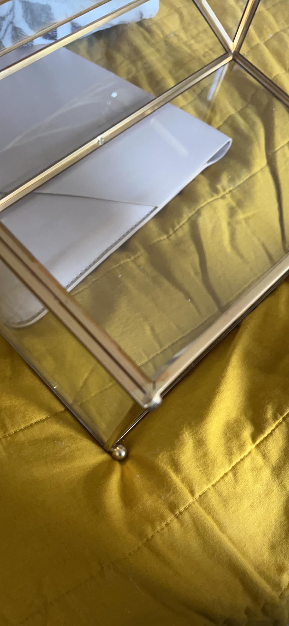 YIMORENCE V Gold Wedding Glass Card Box - 12.6 inch Large Wedding Card Holder Handmade Gold Glass Terrarium with Slot and Heart Lock customer photo 1