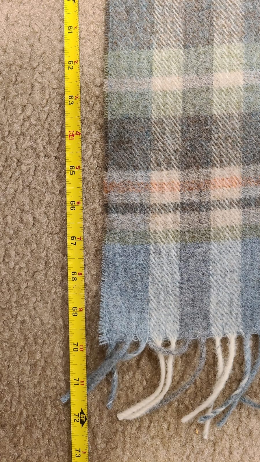 Moon Wool Plaid Throw Blanket, Merino Lambswool, Block Windowpane Beige Grey, Made in UK customer photo 1