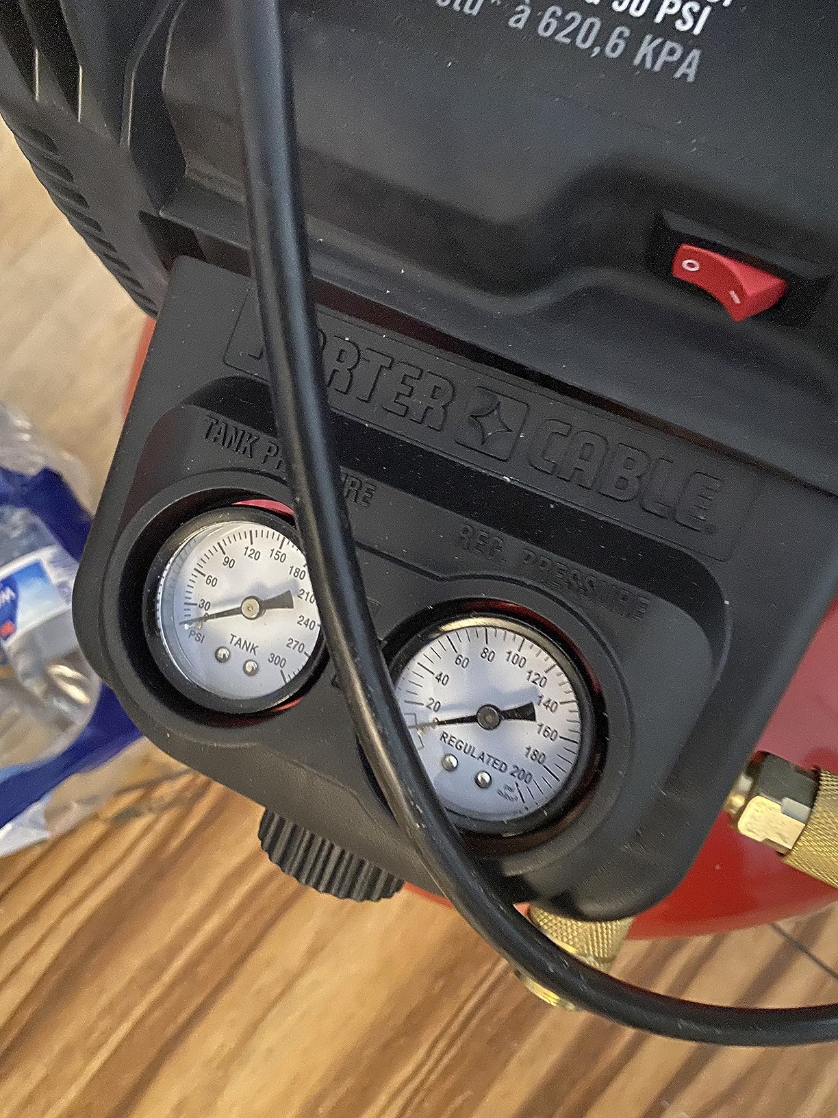 PORTER-CABLE Portable Pancake Air Compressor, 6 Gallon, 150 Max PSI | Oil-Free Maintenance-Free Pump, Wood Working, Roofing, Home, Jobsite, 2.6 CFM @ 90 PSI customer photo 2