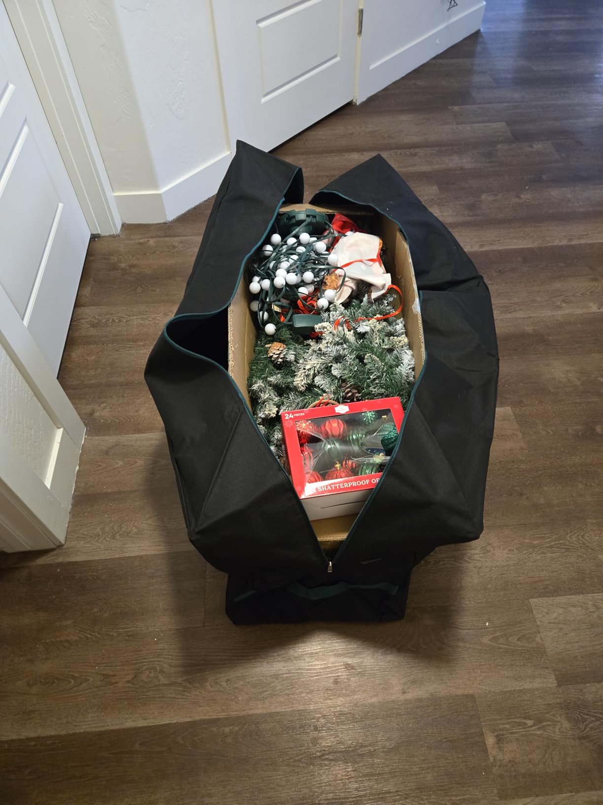 BALEINE 7.5 ft Christmas Tree Storage Bag, Heavy Duty 900D Oxford Fabric with Reinforced Handles and Dual Zippers Wide Opening, Extra Large Storage Container for Trees and Decorations (Grey) customer photo 1
