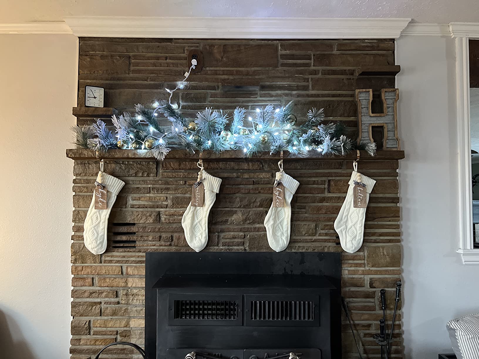 Christmas Stocking Holder, 4 Pack Stocking Holders For Mantle, Non-Slip | Lightweight Adjustable Gold Hangers For Mantel Fireplace, Christmas Stockings, Garland, Holiday Fireplace Decorations customer photo 1