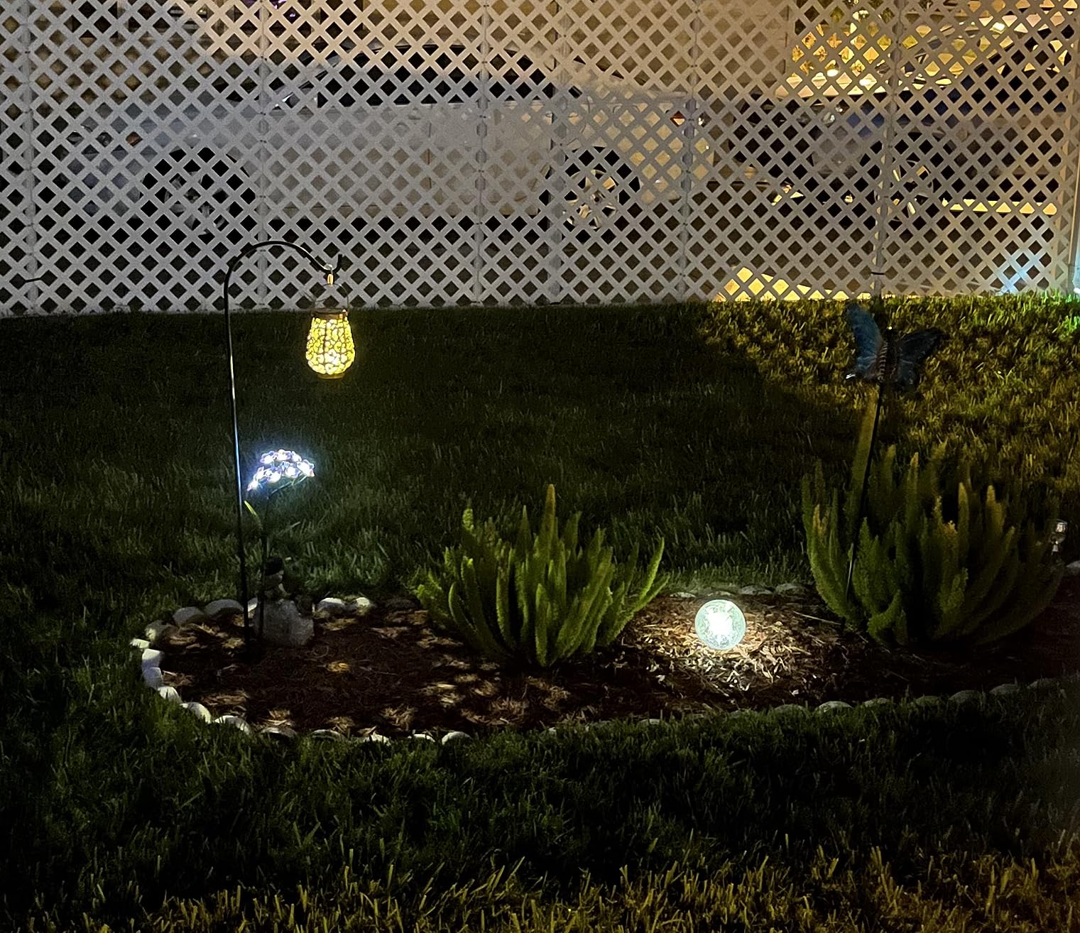 JOIEDOMI 2 Pack Outdoor Solar Hanging Lantern Lights, Waterproof LED Moroccan Lanterns customer photo 1