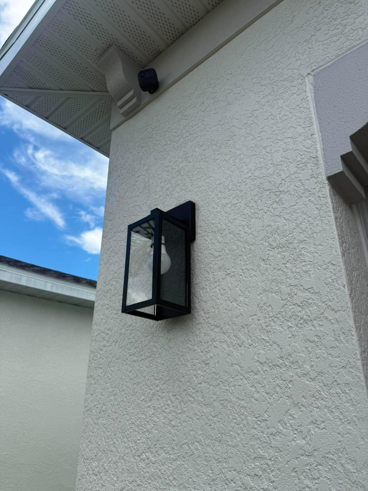 Outdoor Wall Light Fixtures, Exterior Waterproof Wall Lanterns, Porch Sconces Lighting with E26 Sockets & Glass Shades, Modern Matte Black Outside Lights for Patio Front Door Entryway Garage, 2-Pack customer photo 1
