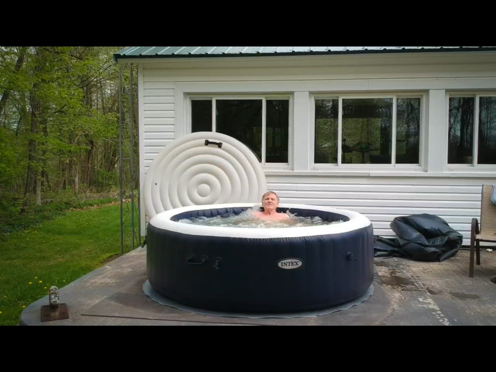 INTEX PureSpa 4 Person Inflatable Hot Tub with Energy-Efficient Spa Cover | 28429EP Bubble Massage: Built-in Hard Water Treatment, 77in x 28in - 2 Headrests & LED Light Included, Cobalt Blue customer photo 2