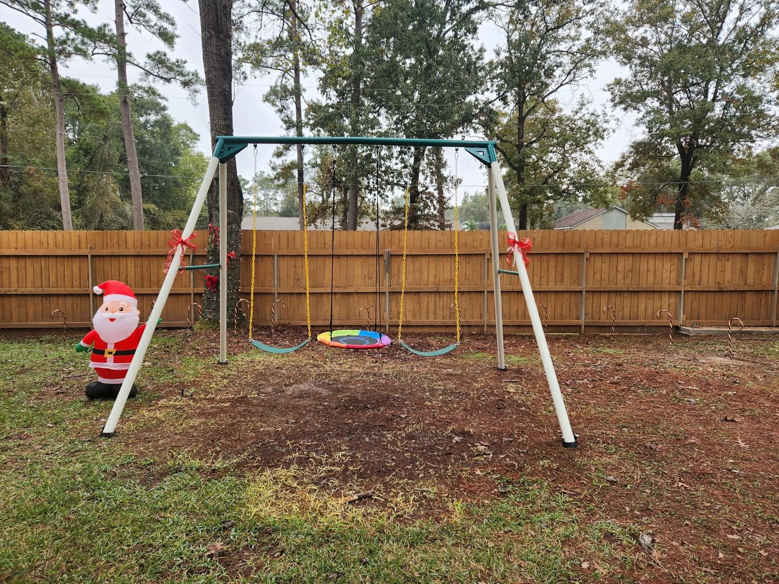 Hapfan 9.5ft Tall Swing Sets for Backyard for Big Kids & Adults (Patented) | 76mm Heavy Duty Metal Stand, 600lbs Capacity, Saucer Swing + 2 Belt Swings, ASTM | CPSC Compliant, Outdoor Swing Set for Family customer photo 1