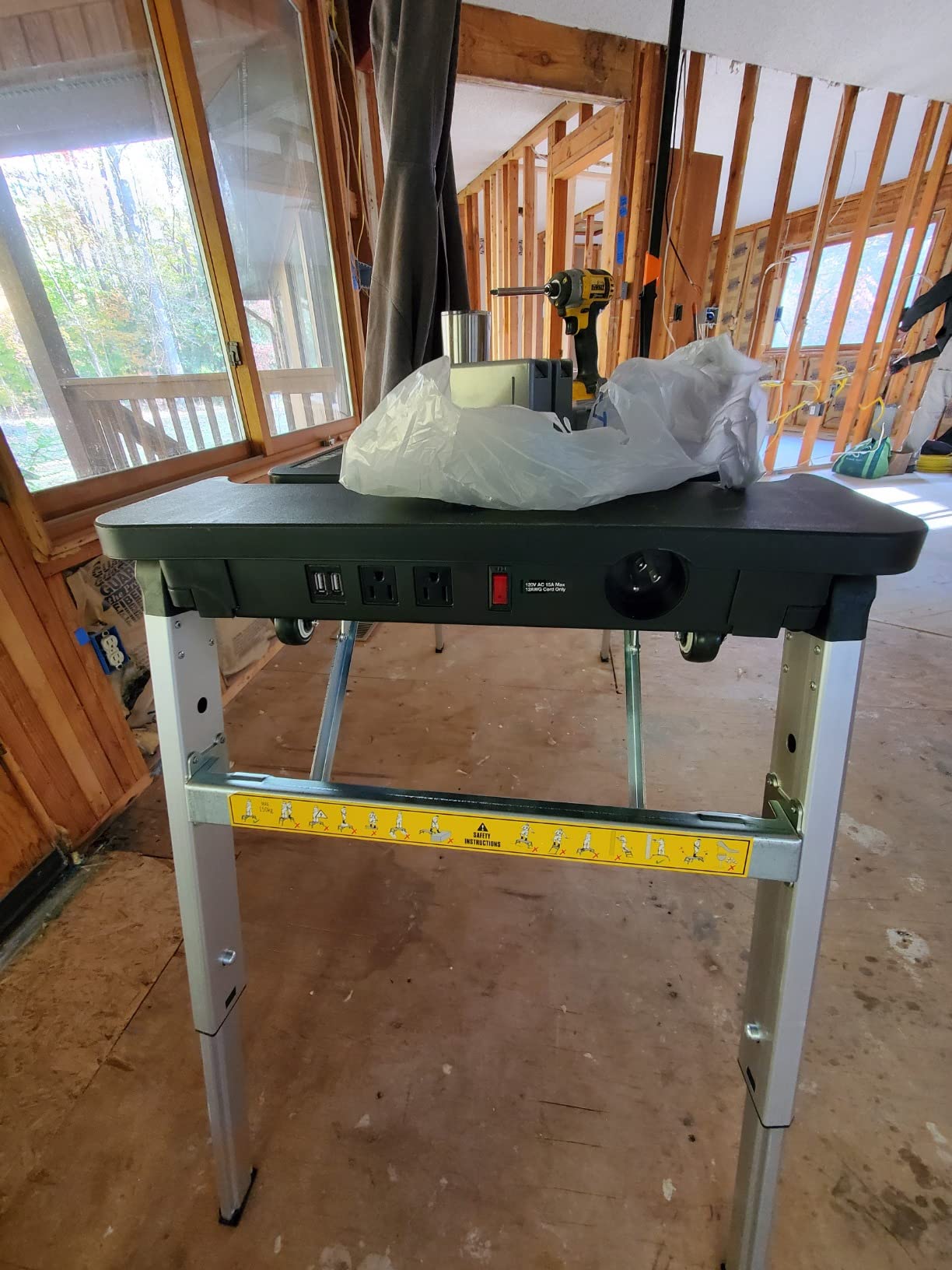 TLGREEN 7in1 Multifunctional Portable Workbench, Worktable with Poweroutlet | Folding Work Table Converts to Sawhorse, Scaffold, Creeper, Dolly And Hand Truck; Mobile Setup for Garage Projects, DIY customer photo 1