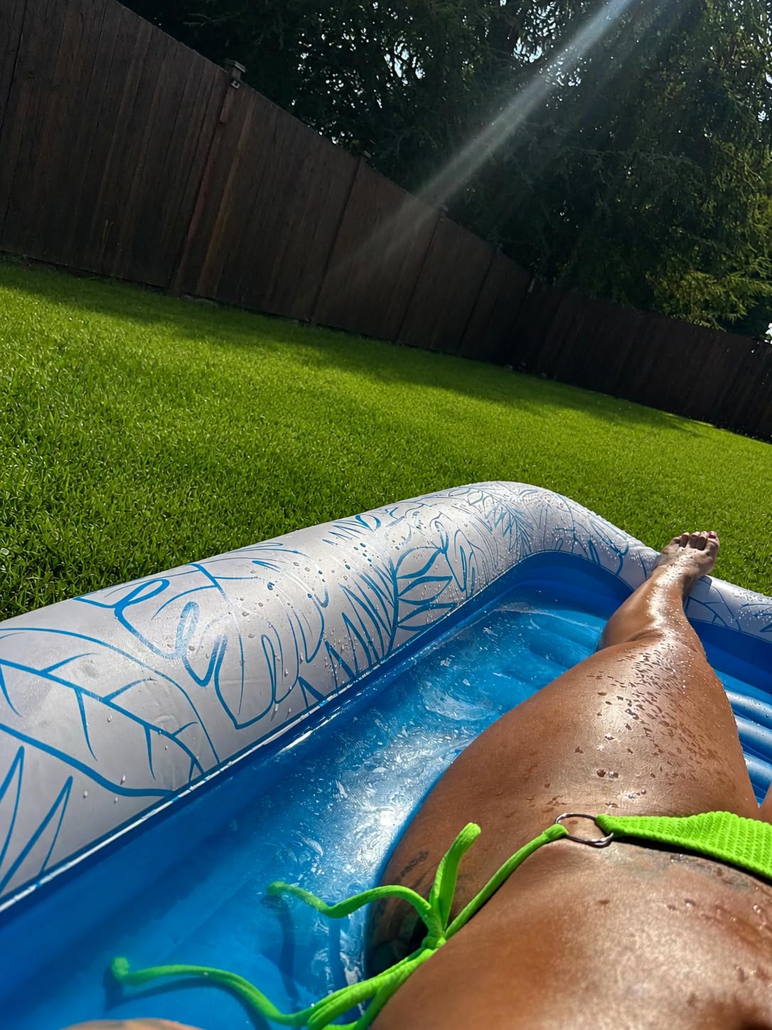 Inflatable Tanning Pool Lounger Float - Jasonwell 4 in 1 Sun Tan Tub Sunbathing Pool Lounge Raft Floatie Toys Water Filled Tanning Bed Mat Pad for Adult Blow Up Kiddie Pool Kids Ball Pit Pool (L) customer photo 1