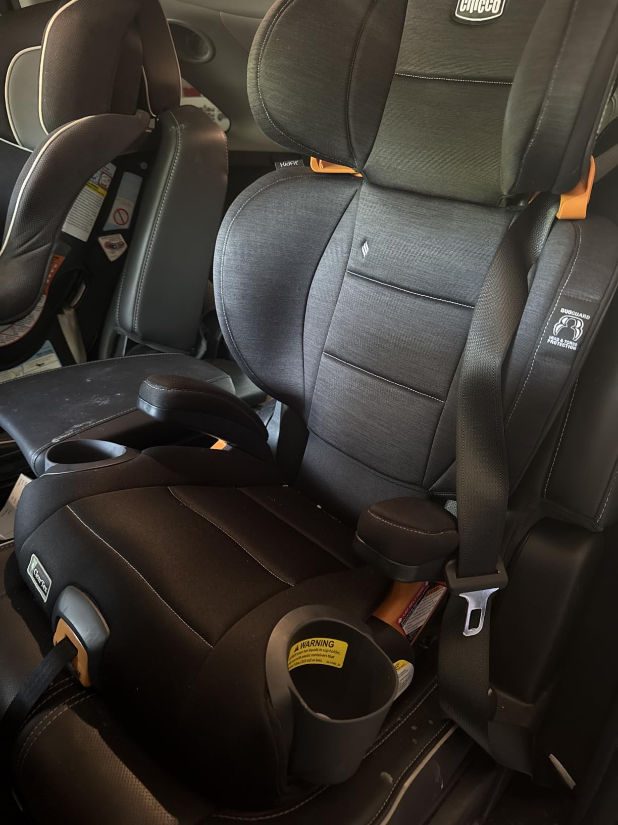 Chicco KidFit ClearTex Plus 2-in-1 Belt-Positioning Booster Car Seat | Obsidian/Black, ages 4+, 40-100 lbs, DuoGuard protection, ErgoBoost foam, flame retardant-free customer photo 2