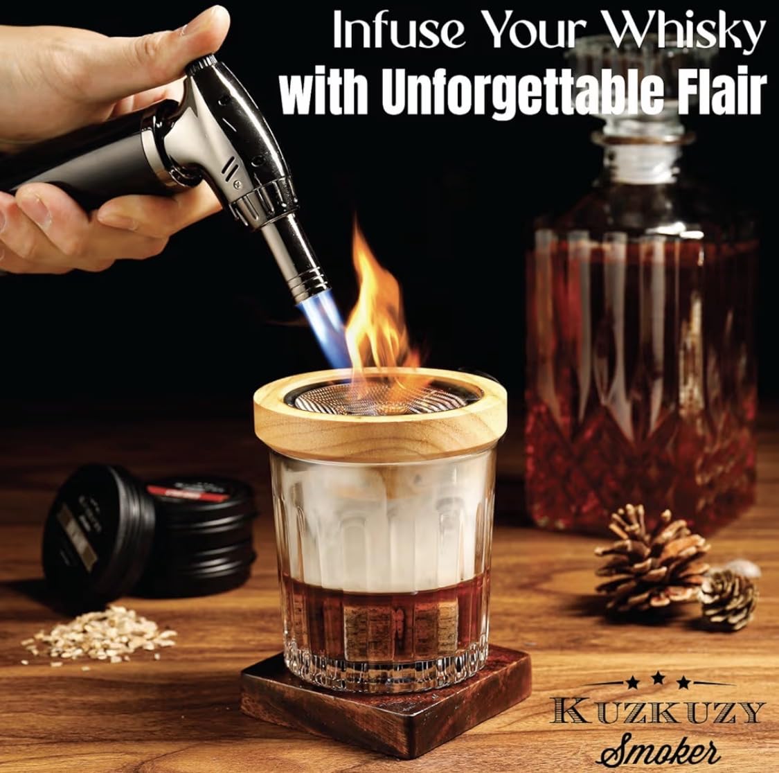 Cocktail Smoker Kit with Torch - 6 Flavors Wood Chips - Bourbon, Whiskey Smoker Infuser Kit, Old Fashioned Drink Smoker Kit, Birthday Bourbon Whiskey Gifts for Men, Dad, Husband (Without Butane) customer photo 2