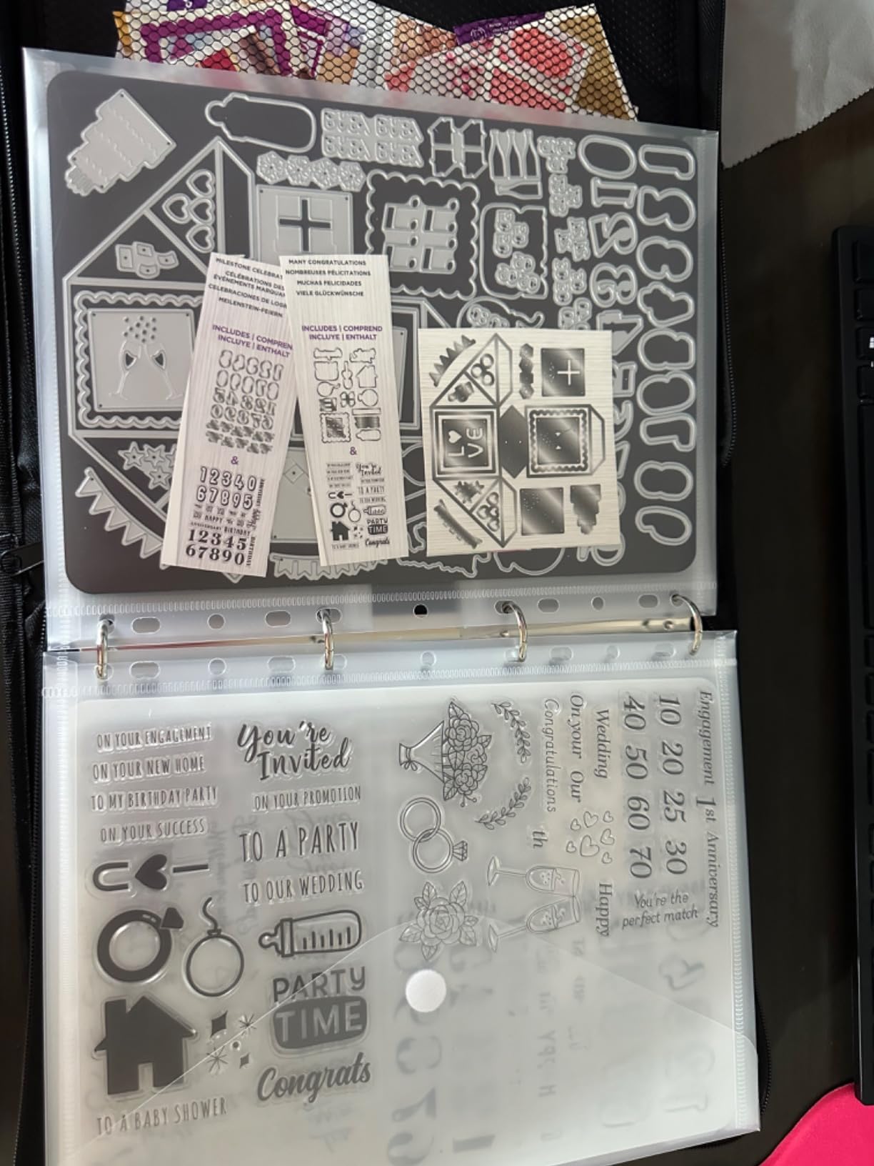Stamp and Die Cut Storage Binder Embossing Folder and Stencil Organizer with Magnetic Sheets and Storage Pocket for Craft Scarpbooking Supplies and Stationery, 2 H × 12.5 W × 10 D (Black) customer photo 1