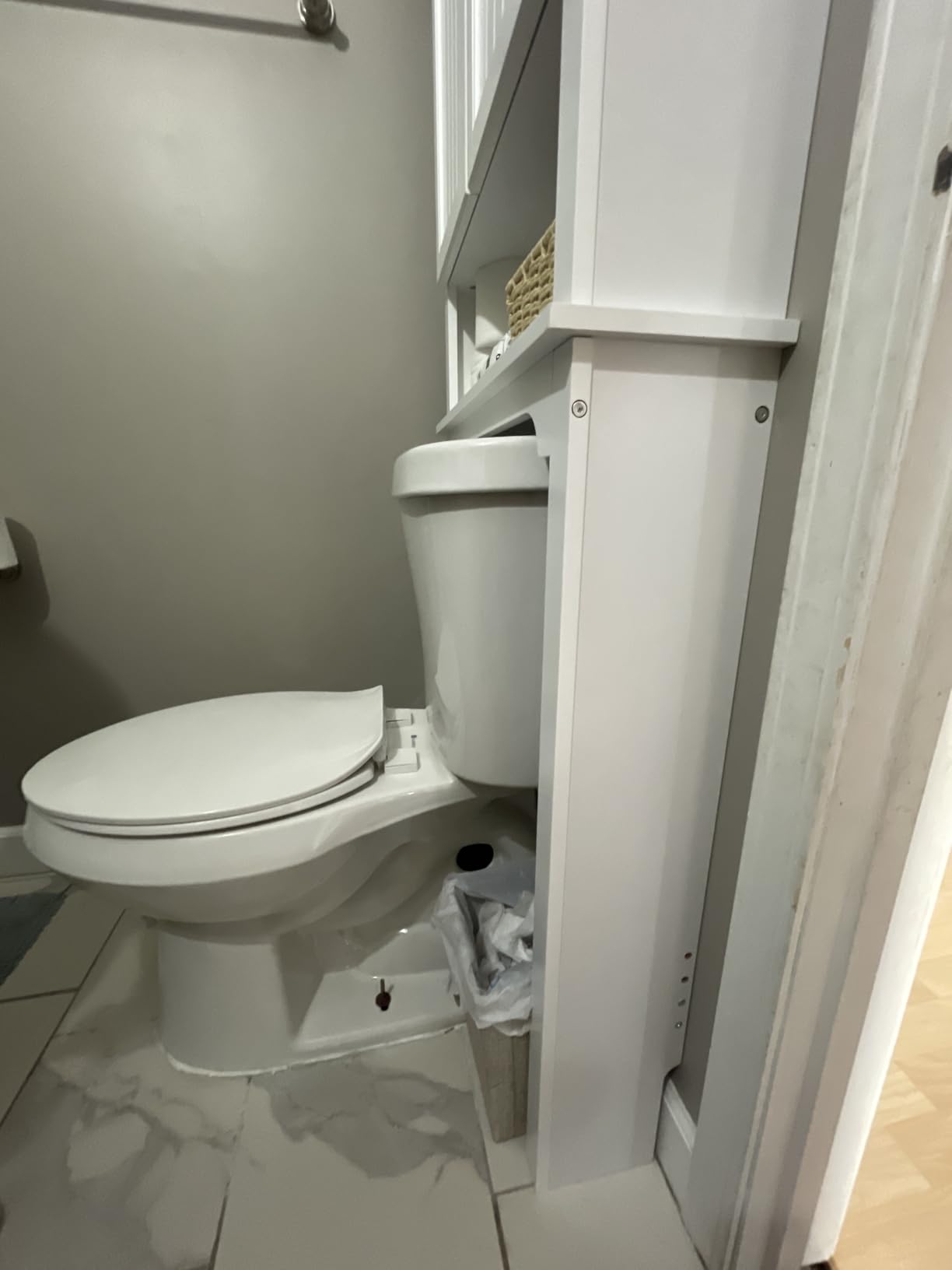 UTEX Over The Toilet Storage Cabinet, White Bathroom Organizer with Doors | FSC-Certified MDF, Adjustable Shelves, Anti-Tip Bracket, 34'' Toilet Clearance, Hidden & Open Storage for Toiletries, Towels customer photo 1