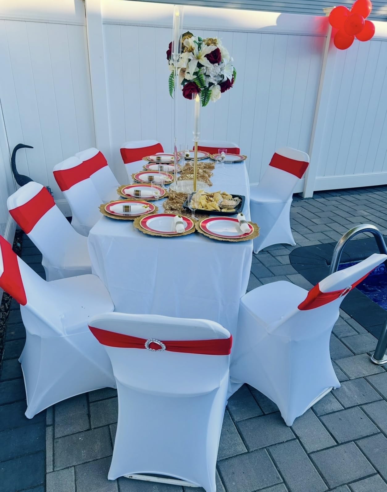 HAINARverS Stretch Spandex Folding Chair Covers 30PCS Universal Fitted Chair Cover Protector for Wedding, Party, Banquet, Holidays, Celebration (30PCS White) customer photo 1