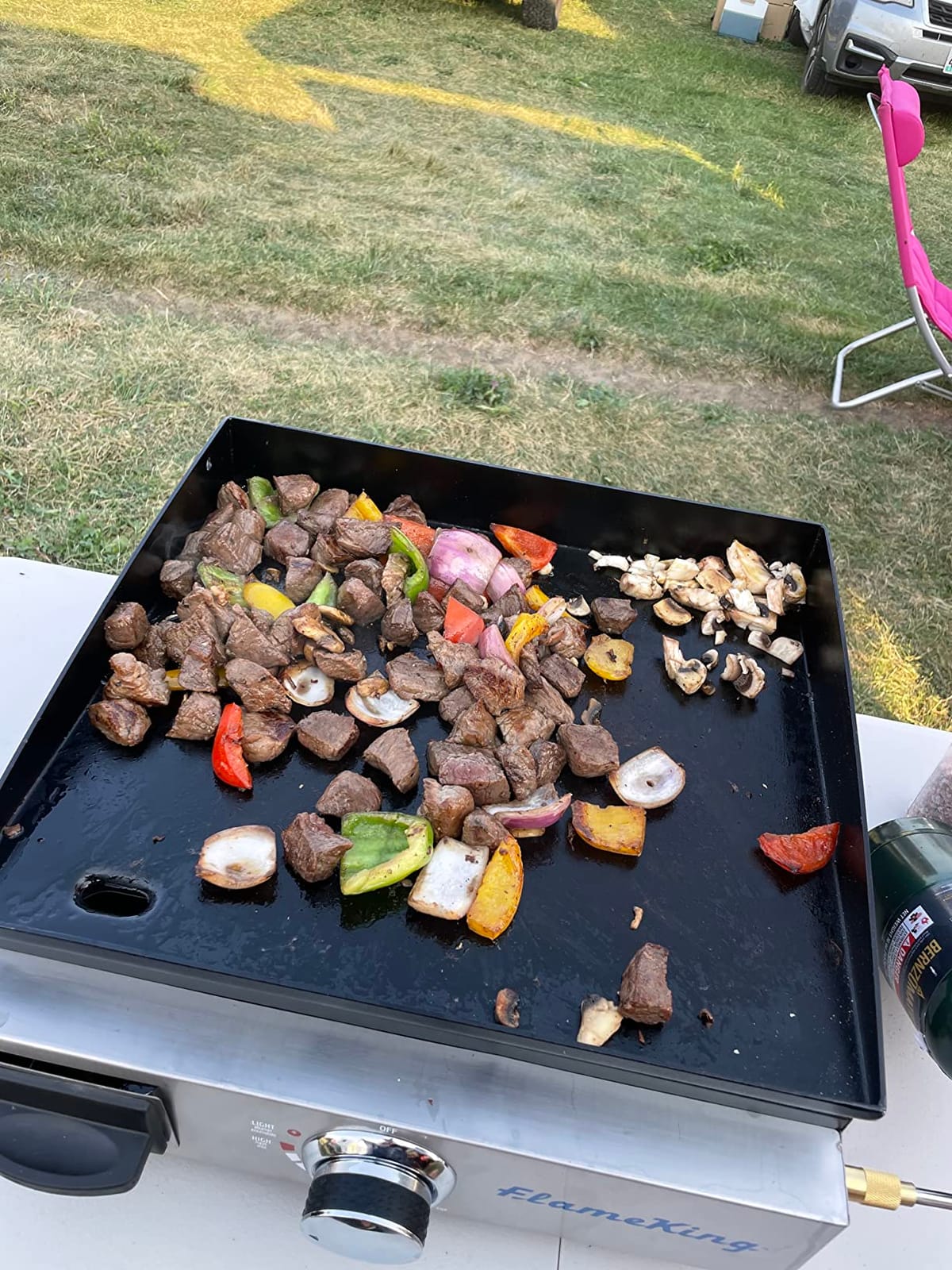 Flame King Flat Top Portable Propane Cast Iron Grill Griddle Tabletop for Outdoor Camping, Tailgating, Outdoor Cooking customer photo 1