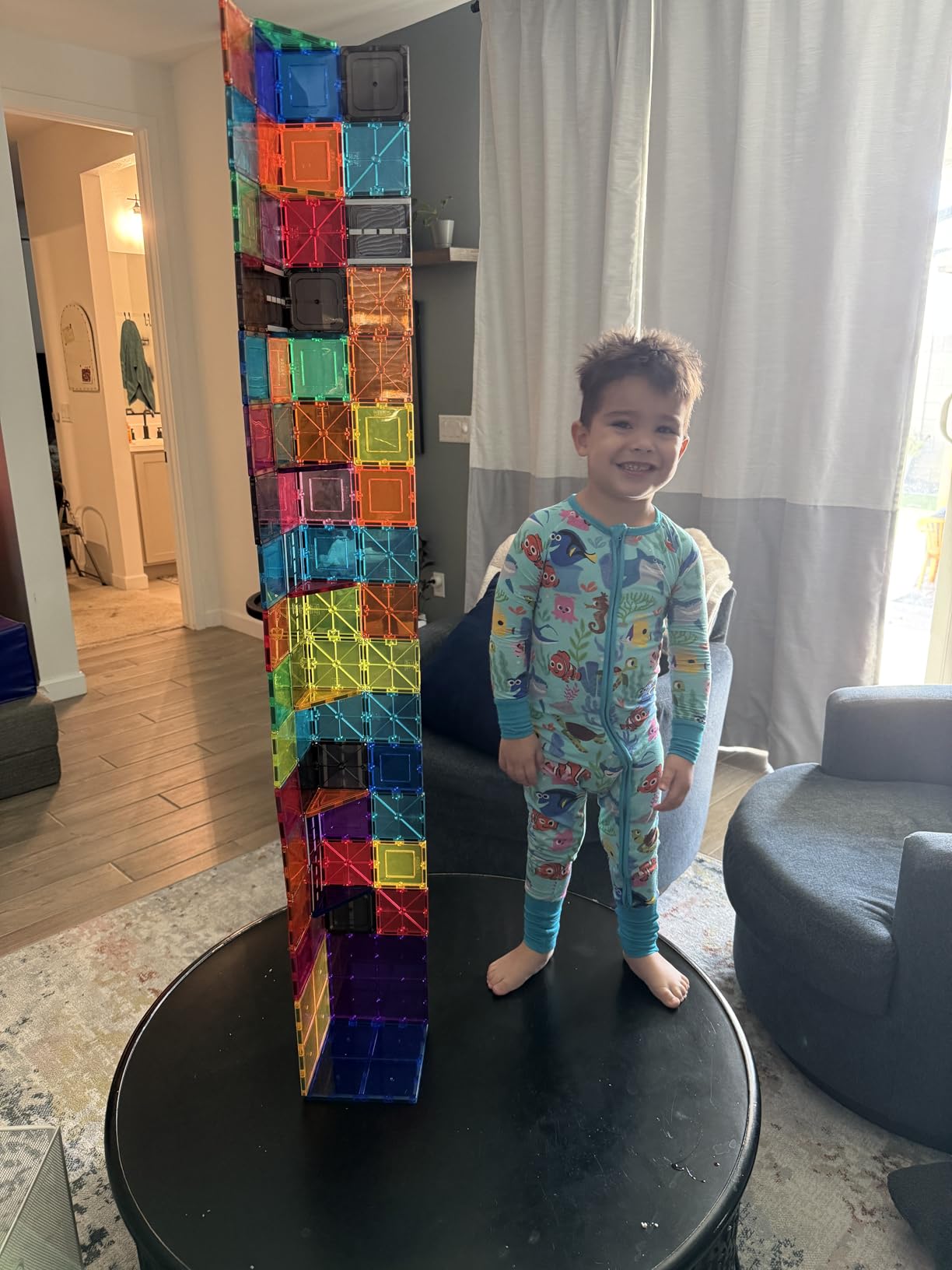 Anbalulu Magnetic Tiles 100PCS with 2 Cars, Set for Kids Ages 3-9 customer photo 2