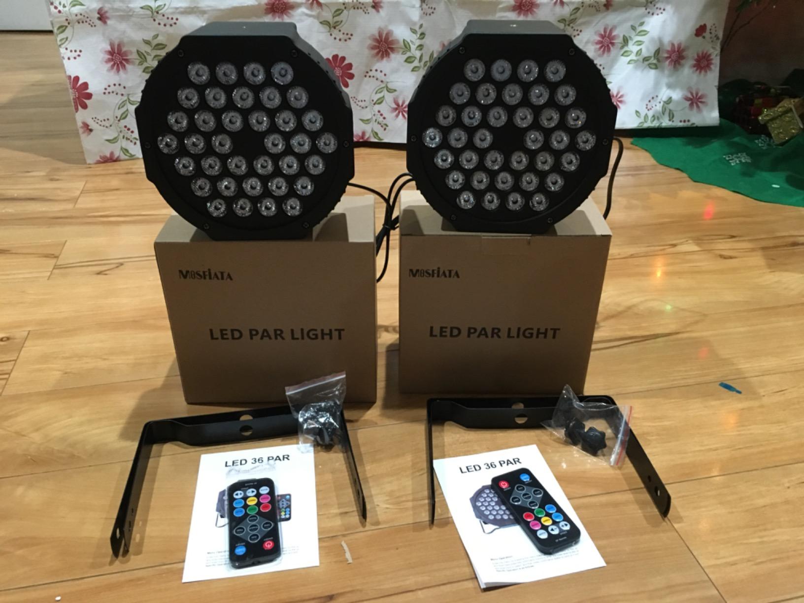MOSFiATA Par Lights 4 Pack, RGB 36 LED Stage Light Sound Activated DMX Control, 7 Modes Uplighting with Remote Control Stage Lighting, DJ Party Light for Club KTV Disco Party (4 Pack) customer photo 1