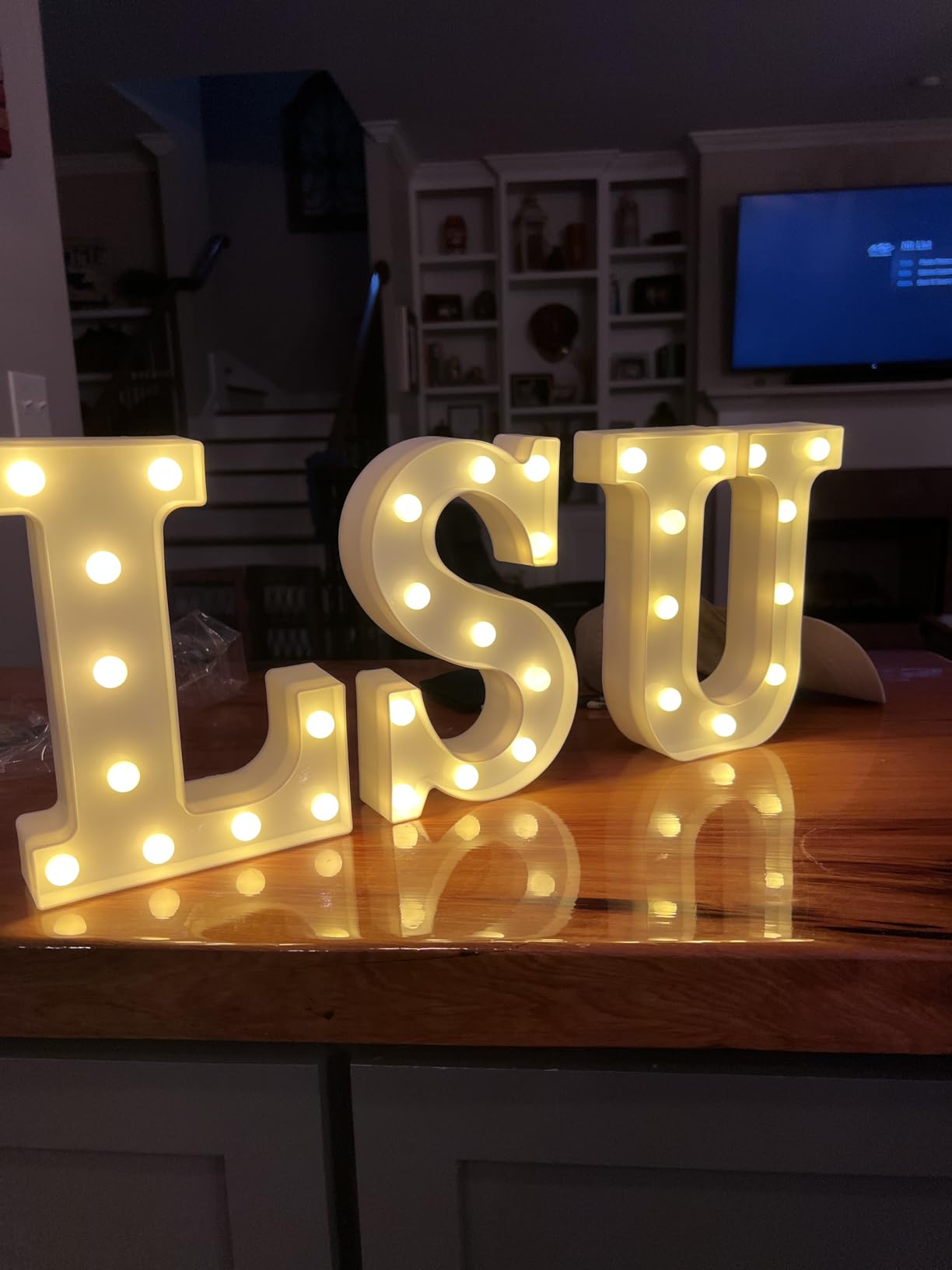 HXWEIYE Light Up Letters A, 8.58 Inch Battery Operated, 12 LEDs - Decorative Marquee Letter Light, 26 Letters and 10 Numbers for Table, Party, Birthday, Bar and Christmas Decor, Warm White customer photo 2
