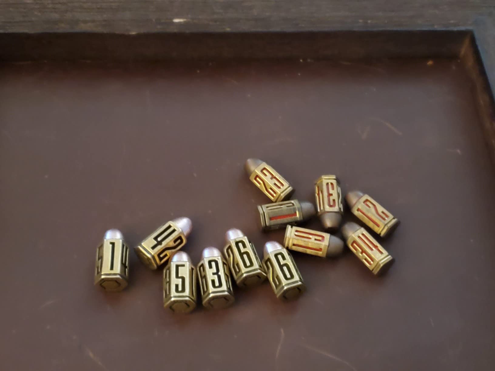 Bullet Metal Dice Set - Six Brass D6 Dices - Great for DND, Warhammer 40k, Role Playing Homebrews, D&D, RPG/Dungeons and Dragons/D and D Accessories Gifts. Can Use with Dice Tray/Tower customer photo 2