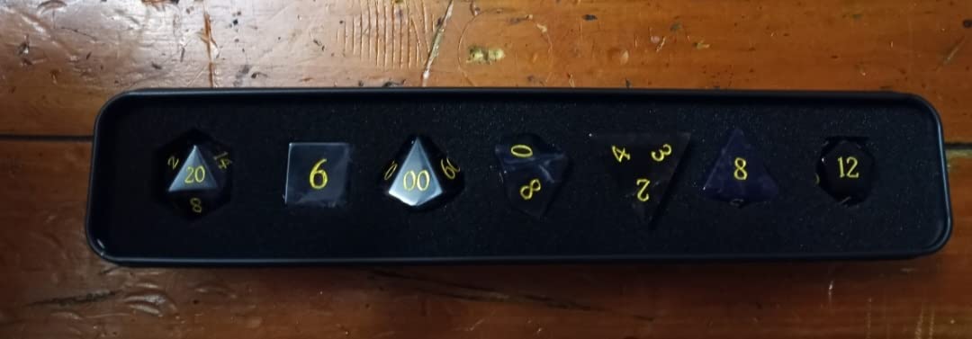DNDND Amethyst Crystal DND Dice Set 7 PCS Gemstone D&D Dice with Gorgeous Gift Case for Dungeons and Dragon Tabletop Game (Amethyst) customer photo 1