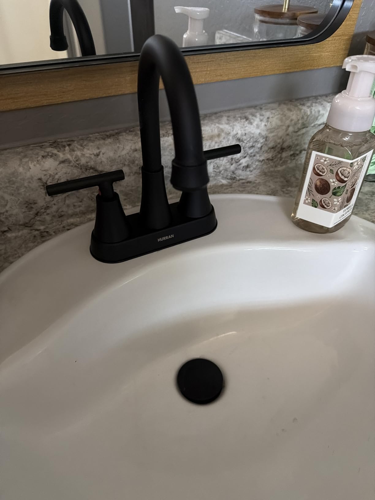 Hurran 4 inch Centerset 2-Handle Lead-Free Bathroom Faucet, Brushed Nickel, with Pop-up Drain and Supply Lines customer photo 2