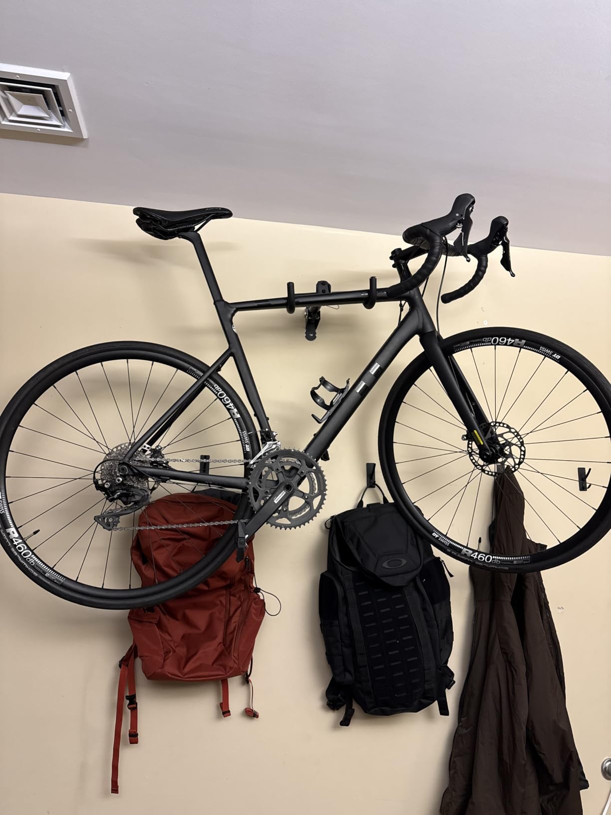 Gootus Bike Wall Mount Hanger - Horizontal Bicycle Indoor Storage Rack | Heavy-duty, Save Space, Adjustable Angle, Foldable Hook - Hang Your Road, Mountain or Hybrid Bikes in Garage or Home customer photo 2