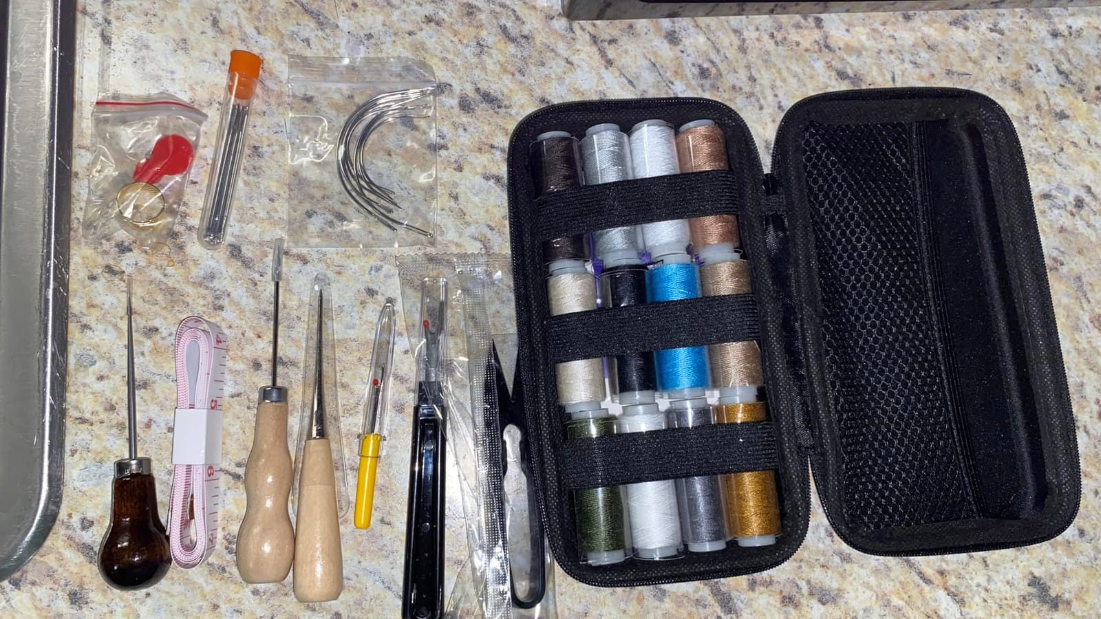 BAGERLA Heavy Duty Sewing Kit, Needle and Thread Kit with Upholstery Thread Needles Sewing Awl Seam Ripper for Car Seats Carpets Shoes Backpacks DIY Crafting customer photo 1
