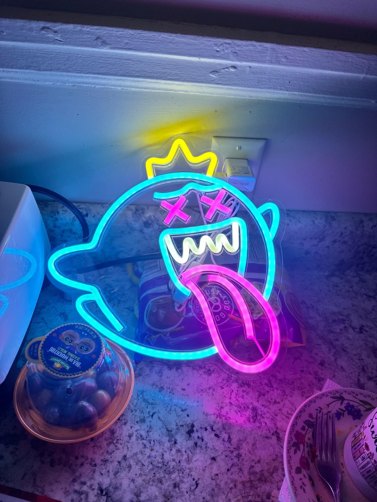 King Boo Neon Sign Ghost Led Neon Light with Dimmable Switch Gaming Neon Sign for Kids Game Room Man Cave Birthday Halloween Decor Christmas Gift customer photo 2