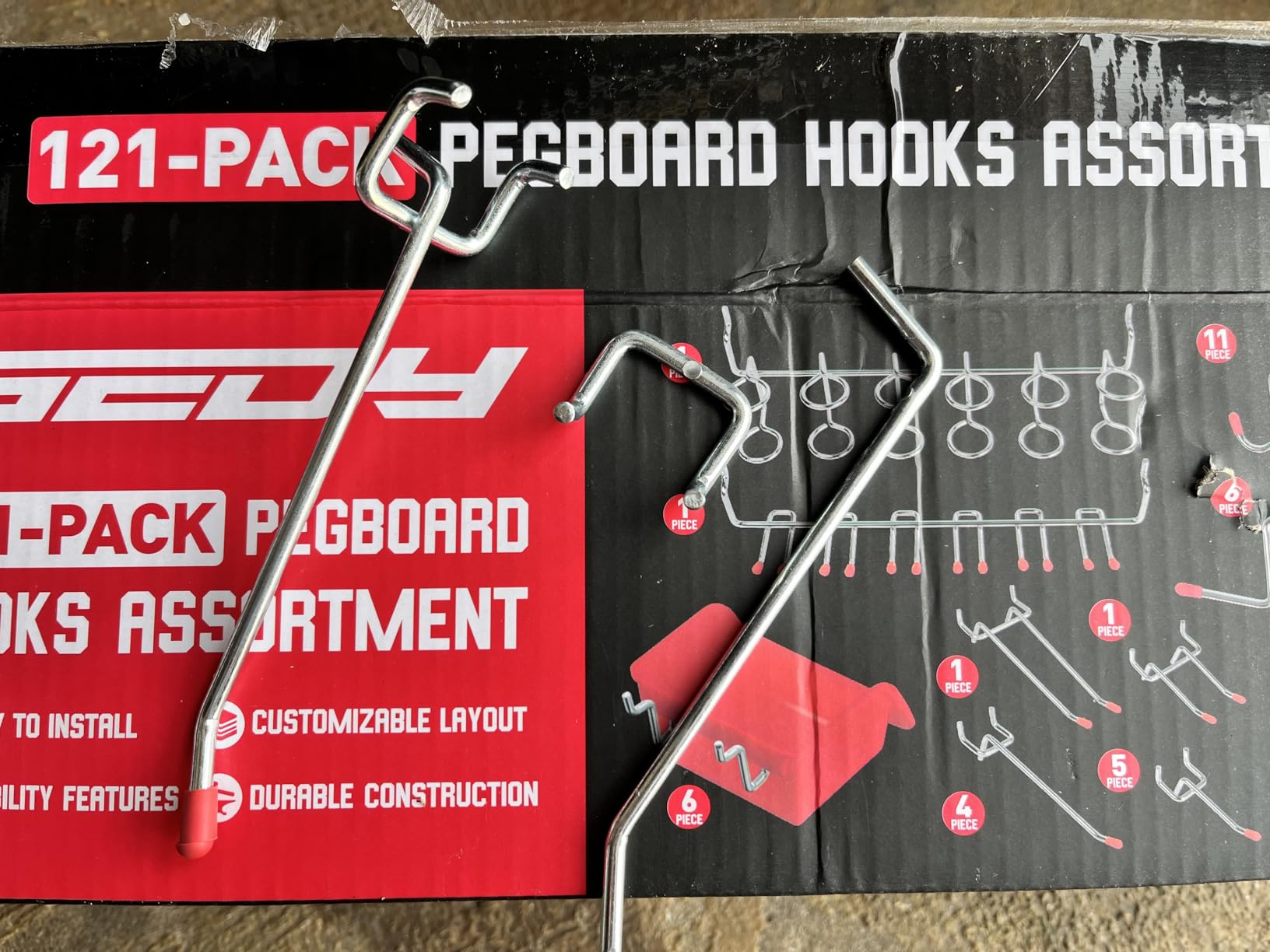 Ultimate 121-Piece Pegboard Hooks Set, Pegboard Accessories with Metal Hooks, Durable Peg Board Organizer Accessories, Pegboard Bins, Peg Board Tool Utility Hooks customer photo 1