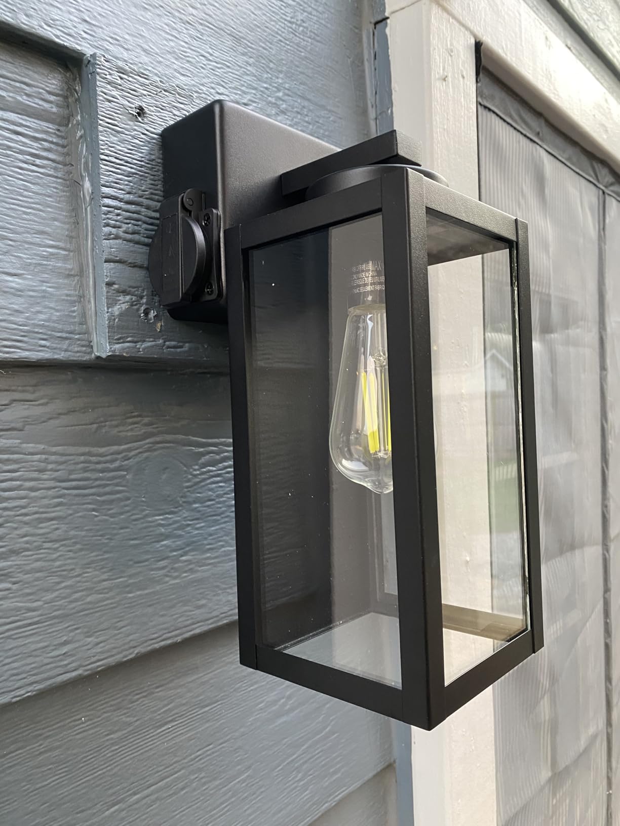 BesLowe Outdoor Wall Mount Light Fixture, Exterior Wall Lantern Waterproof, Black Outside Porch Sconce Lighting with Matte Black Finish & Glass Shade for House Garage Doorway Patio, E26 Socket customer photo 2