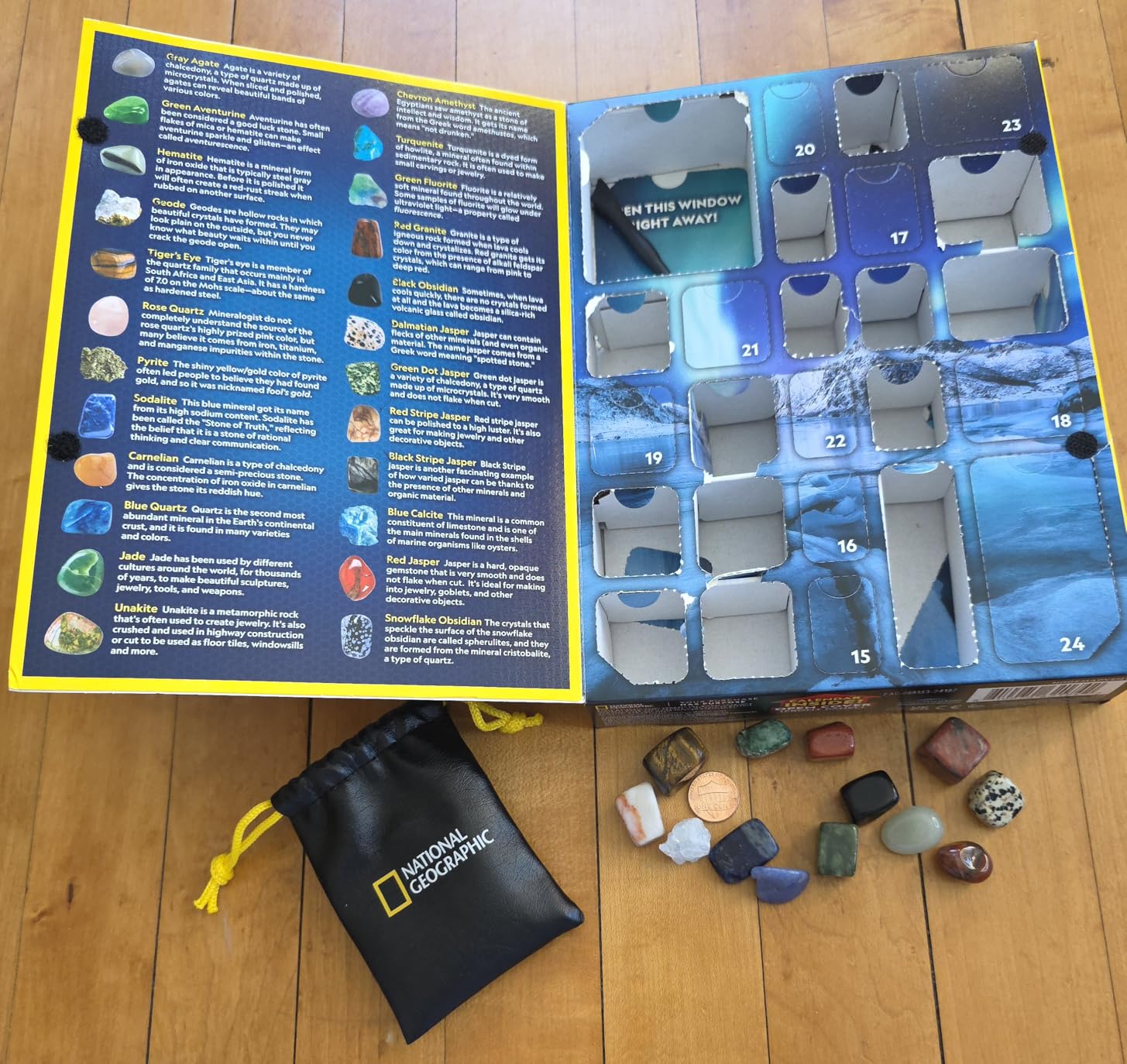 National Geographic 2026 Gemstone Advent Calendar with 24 Gems for Kids | Daily Christmas Countdown, 24 Polished Gemstones, Final-Day Dig Brick, Jewelry Settings, Rock Collection, Collector Pouch customer photo 1