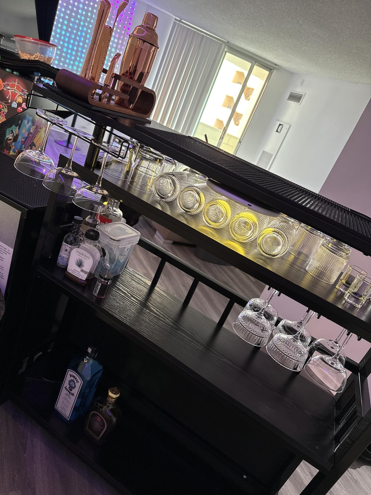 Tribesigns Home Bar Unit for Liquor, 44-Inch Bar Height Table with Storage, Black customer photo 1