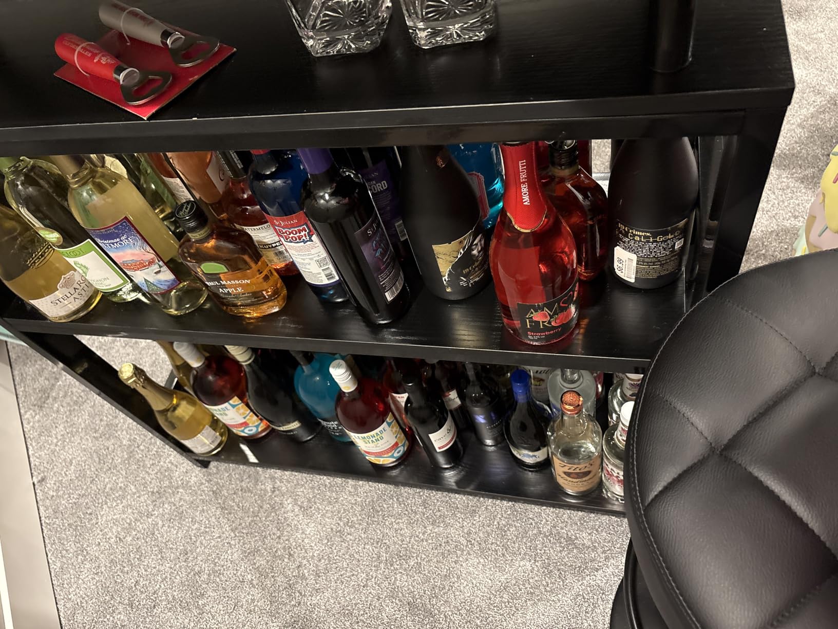 Tribesigns Home Bar Unit for Liquor, 44-Inch Bar Height Table with Storage, Black customer photo 2