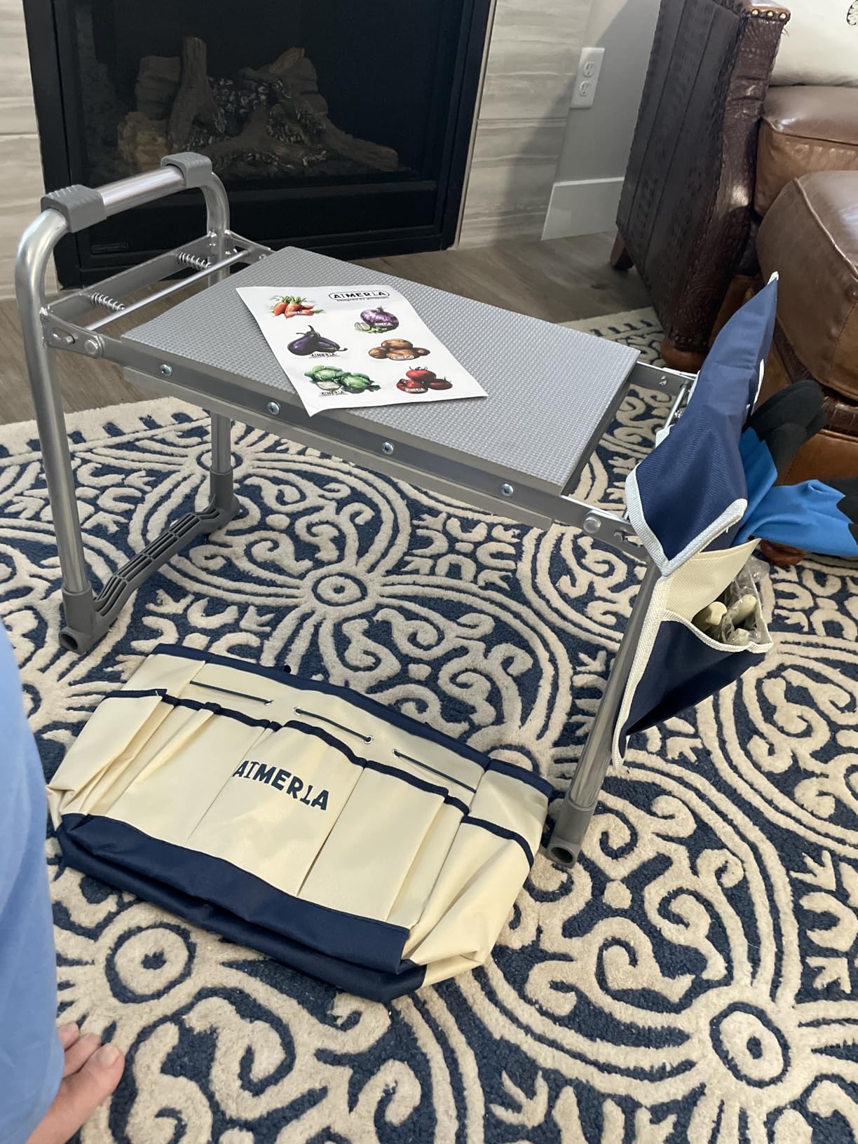 Aimerla Foldable Garden Kneeler Seat Heavy Duty [Upgraded Widened Thick Kneeling Pad] Garden Stool with Large Garden Tool Bags with Pockets, Portable Garden Bench Gardening Gifts for Parents customer photo 1