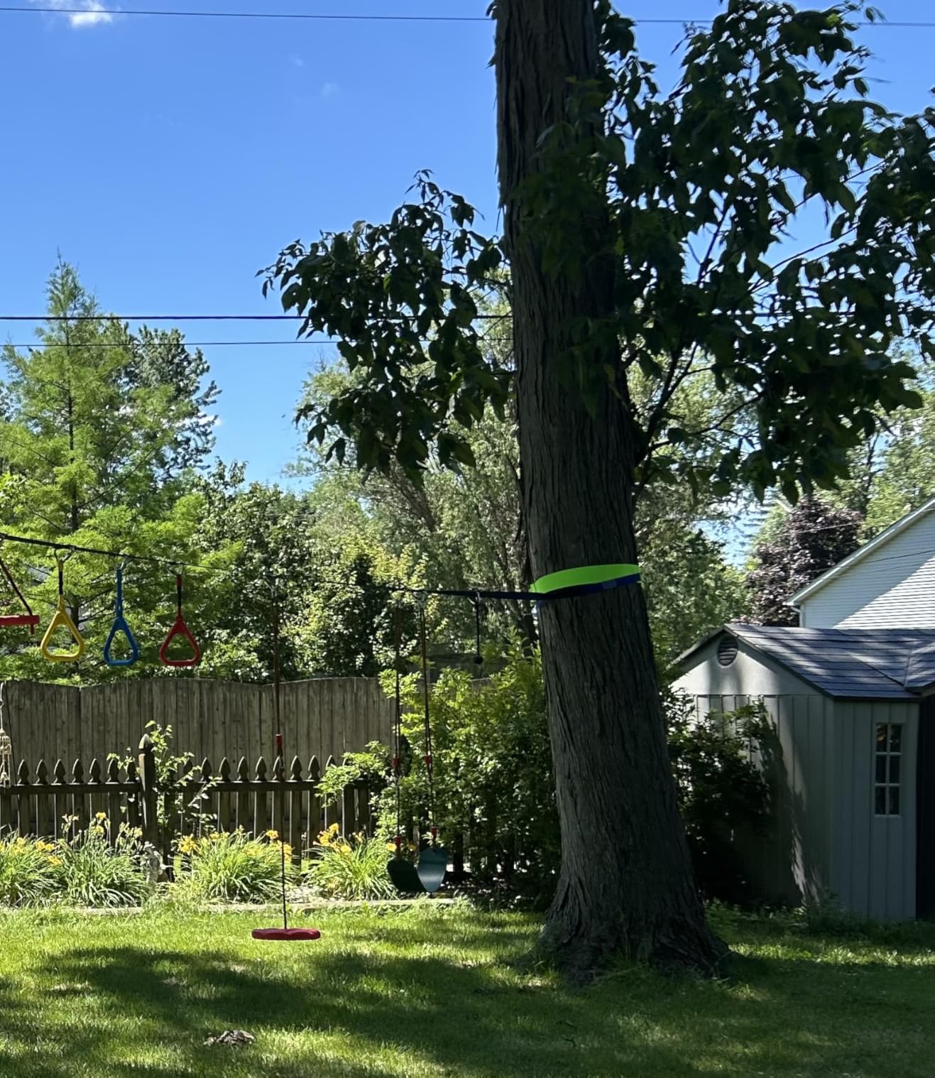 Ninja Warrior Obstacle Course for Kids - 2 * 56FT Slackline Kit with 8 Obstacles | Upgraded Quick-Install Buckles, CPC Compliant Outdoor Play Set customer photo 2