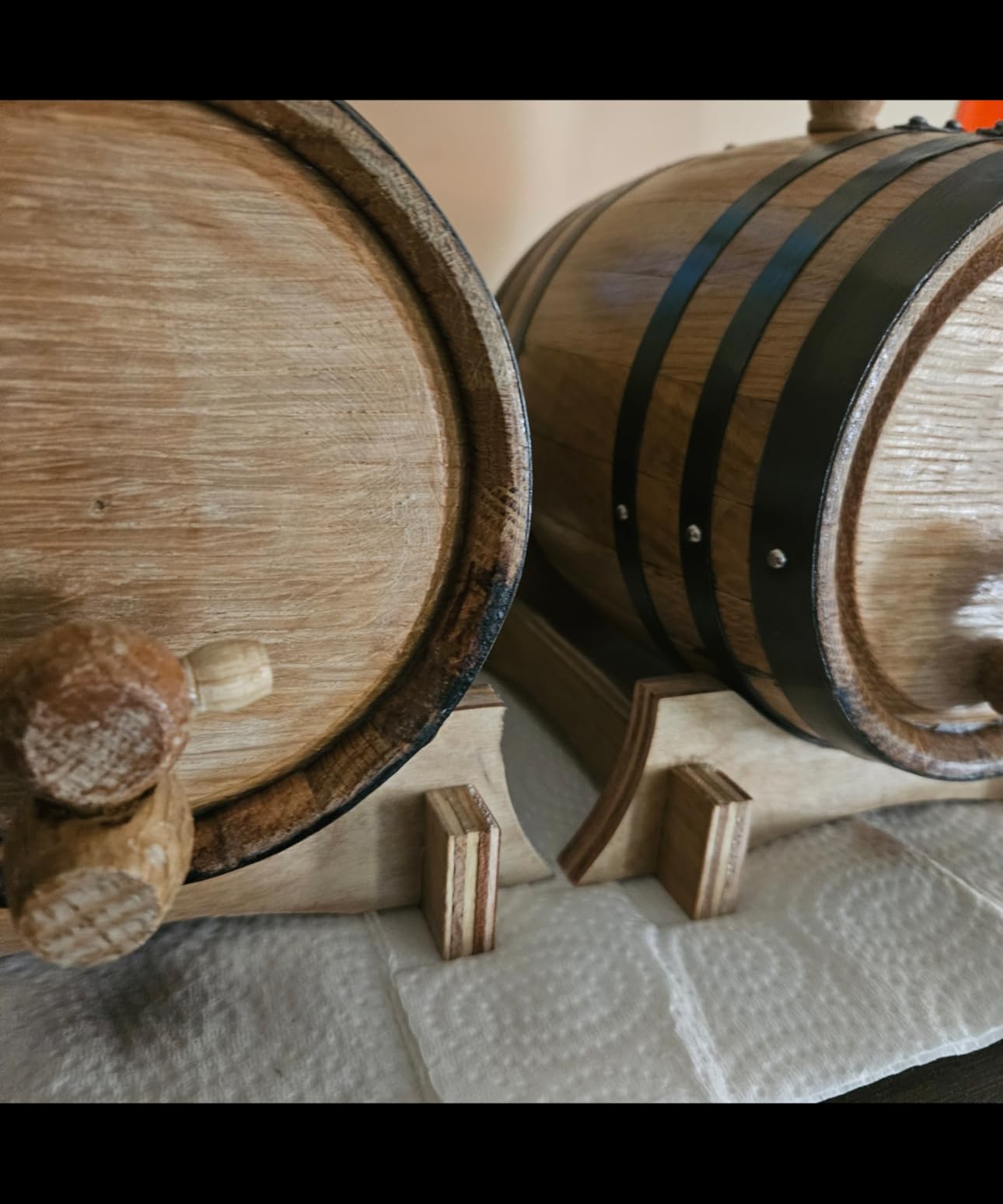 3 Liter Oak Aging Barrel with Stand, Bung & Spigot, Wooden Aging Cask | Charred American White Oak Whiskey Barrel Decanter for Bourbon, Rum, Tequila, Home Brewer & Cocktail Aging customer photo 2