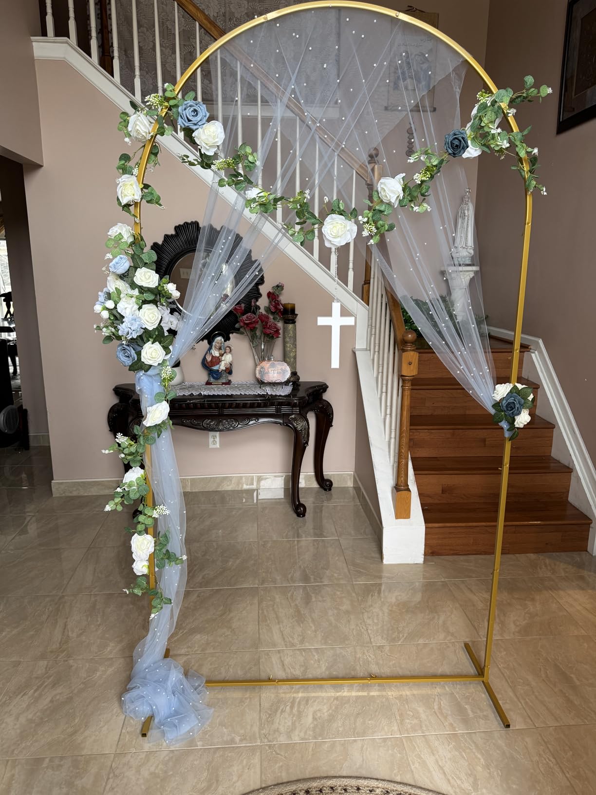 7.2FT Arch Backdrop Stand Gold Metal Wedding Arch Backdrop Stand, Metal Backdrop Arch Stand Balloon Arch for Wedding Ceremony customer photo 1