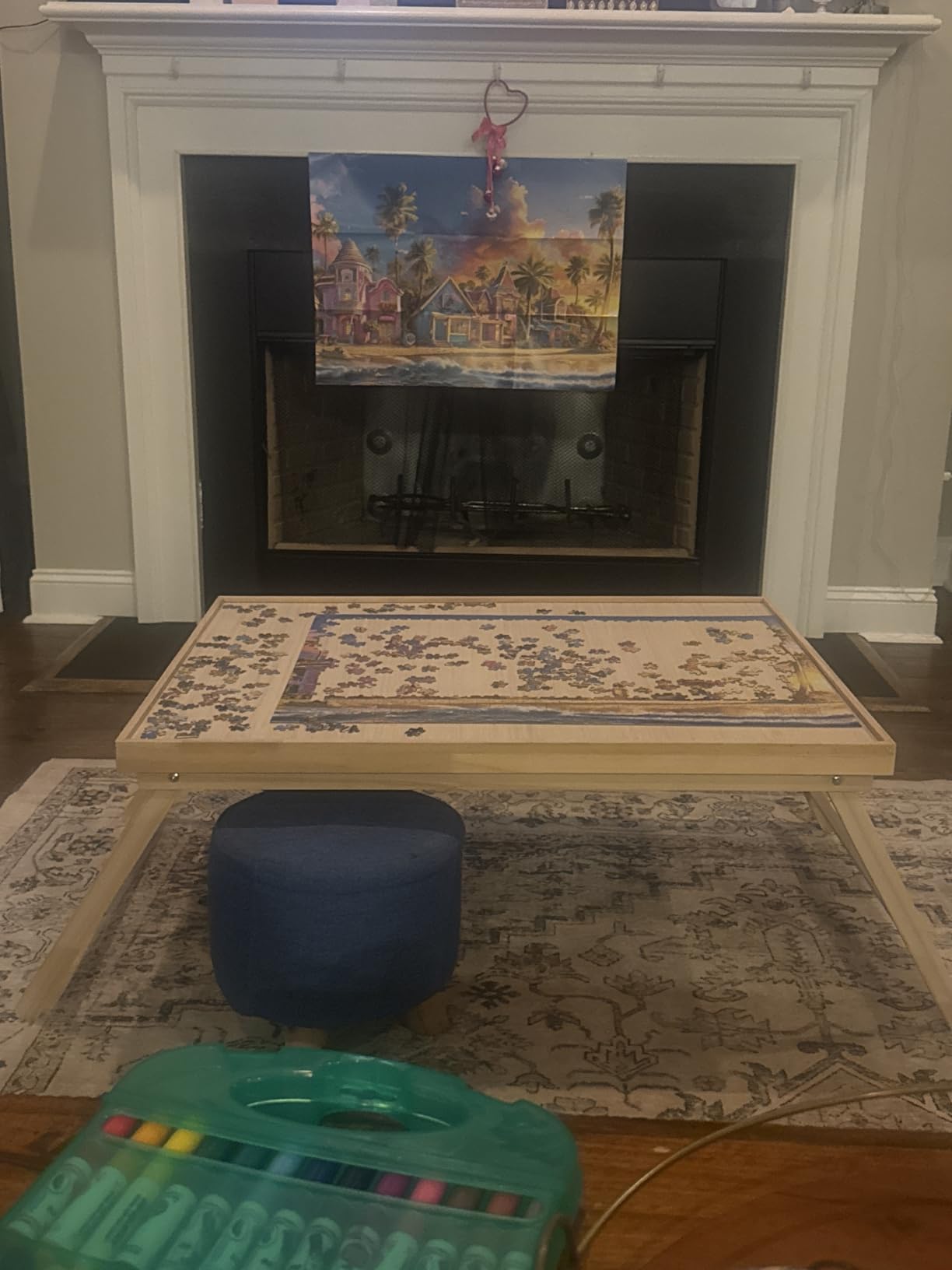 TEAKMAMA 1500Pcs Jigsaw Puzzle Table with 4 Drawers for Adults, Natural | Wooden Jigsaw Foldable Puzzle Board with legs, with Protective Cover, Multifunctional Puzzle Table, 34W x 26.3D customer photo 1