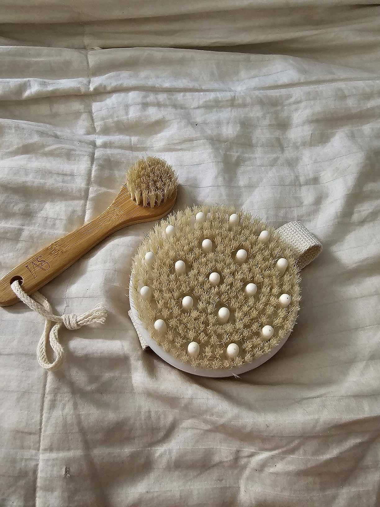 CSM Dry Brushing Body & Face Brushes, 2 Brush Set | Lymphatic Drainage, Natural Boar Bristle, Exfoliating, For Cellulite, Circulation & Glowing Skin customer photo 1