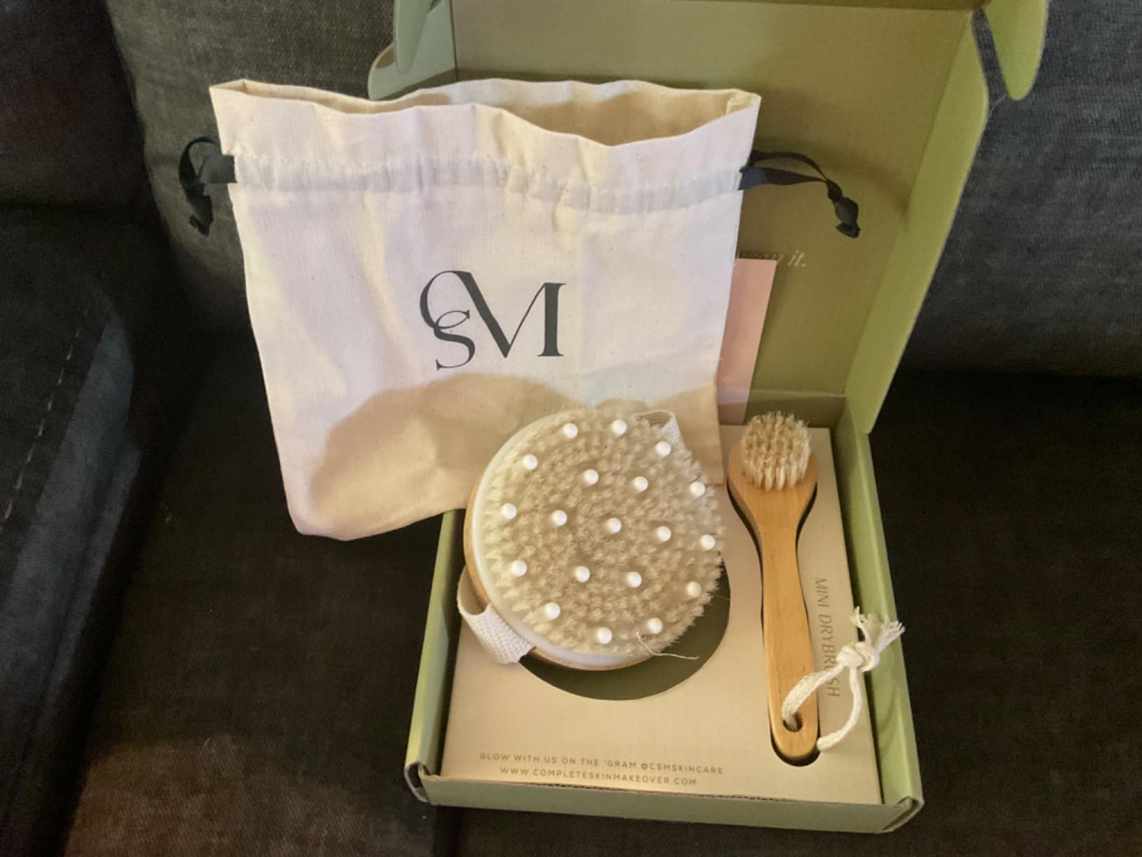 CSM Dry Brushing Body & Face Brushes, 2 Brush Set | Lymphatic Drainage, Natural Boar Bristle, Exfoliating, For Cellulite, Circulation & Glowing Skin customer photo 2