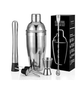 Cocktail Shaker Set, 6-Piece 18/8 Food-Grade Stainless Steel Mixology Bartender Kit - Premium Bar Tools with Muddler, Jigger, Spoon & Pourers - Rust-Proof, Leak-Proof & Dishwasher Safe customer photo 1